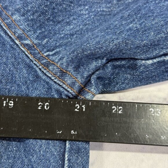 Vintage Learsi Tartan Lined Denim Jacket Unisex M Blue Jean Snap Zip Flannel - Picture 6 of 12